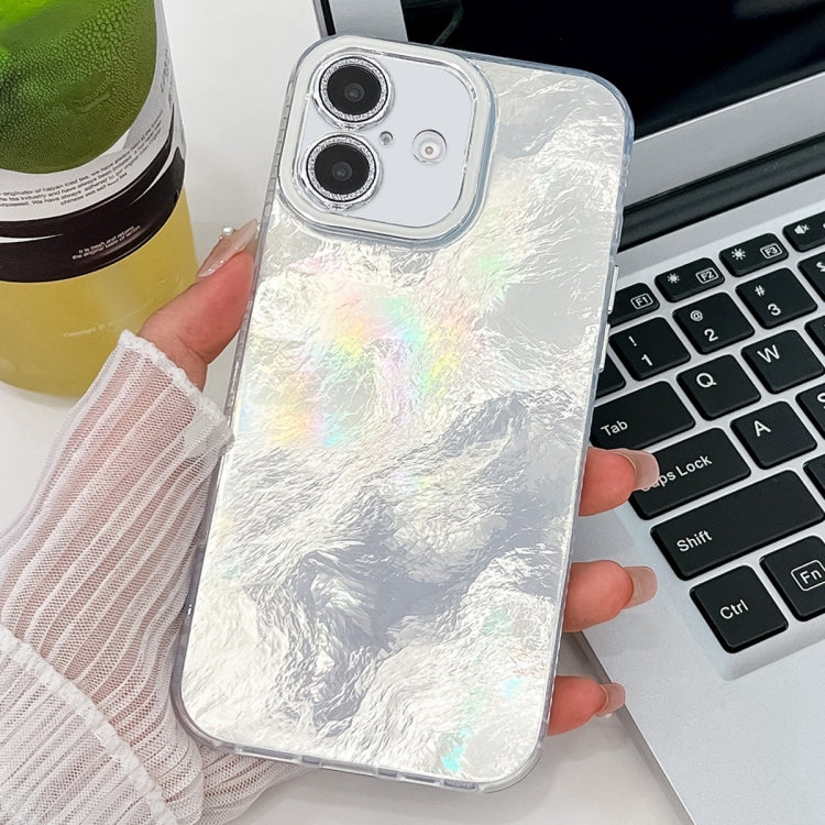 Plating Glitter Texture TPU Phone Case with Lens Film, For iPhone 16 Plus, For iPhone 16
