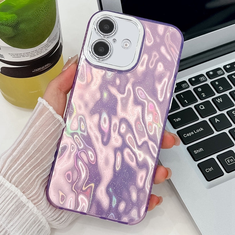 Plating Glitter Texture TPU Phone Case with Lens Film, For iPhone 16 Plus, For iPhone 16