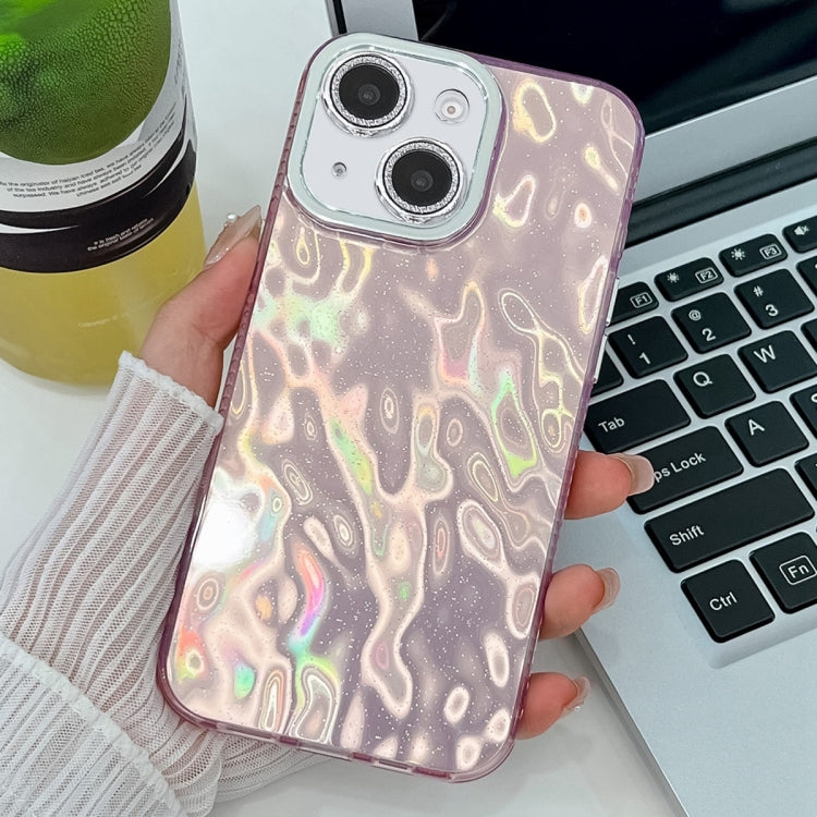 Plating Glitter Texture TPU Phone Case with Lens Film, For iPhone 15, For iPhone 14