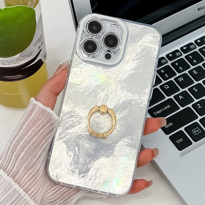 Plating Glitter Texture Ring Holder TPU Phone Case with Lens Film, For iPhone 15 Pro Max, For iPhone 15 Pro