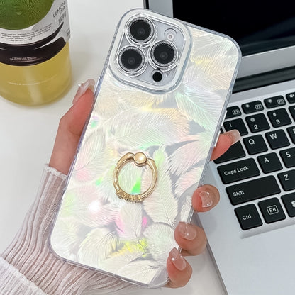 Plating Glitter Texture Ring Holder TPU Phone Case with Lens Film, For iPhone 15 Pro Max, For iPhone 15 Pro