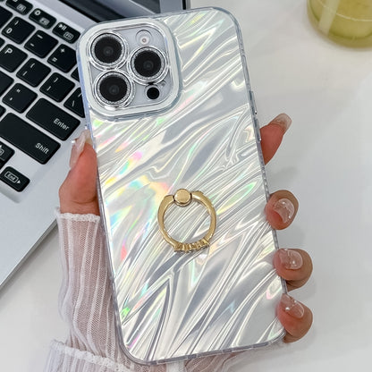 Plating Glitter Texture Ring Holder TPU Phone Case with Lens Film, For iPhone 15 Pro Max, For iPhone 15 Pro