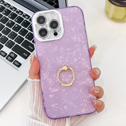Plating Glitter Texture Ring Holder TPU Phone Case with Lens Film, For iPhone 15 Pro Max, For iPhone 15 Pro