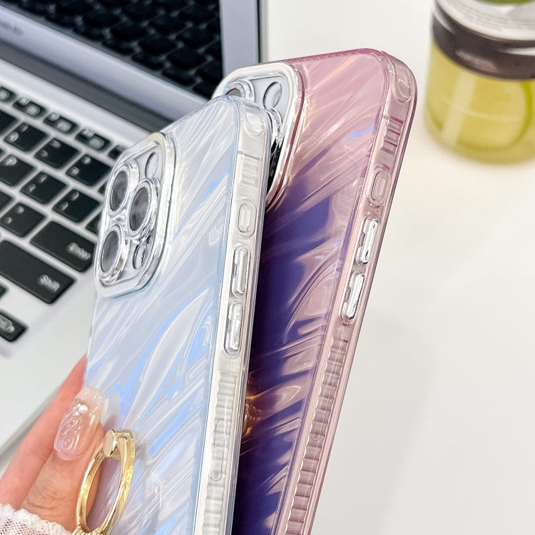 Plating Glitter Texture Ring Holder TPU Phone Case with Lens Film, For iPhone 16 Plus, For iPhone 16
