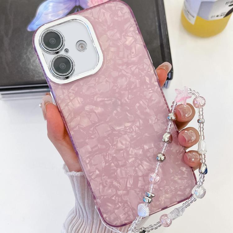 Plating Glitter Texture Chain Wristband TPU Phone Case with Lens Film, For iPhone 16 Pro, For iPhone 16 Plus