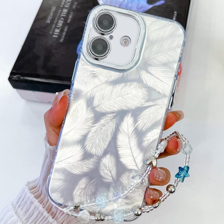 Plating Glitter Texture Chain Wristband TPU Phone Case with Lens Film, For iPhone 16 Pro, For iPhone 16 Plus