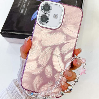 Plating Glitter Texture Chain Wristband TPU Phone Case with Lens Film, For iPhone 16 Pro, For iPhone 16 Plus
