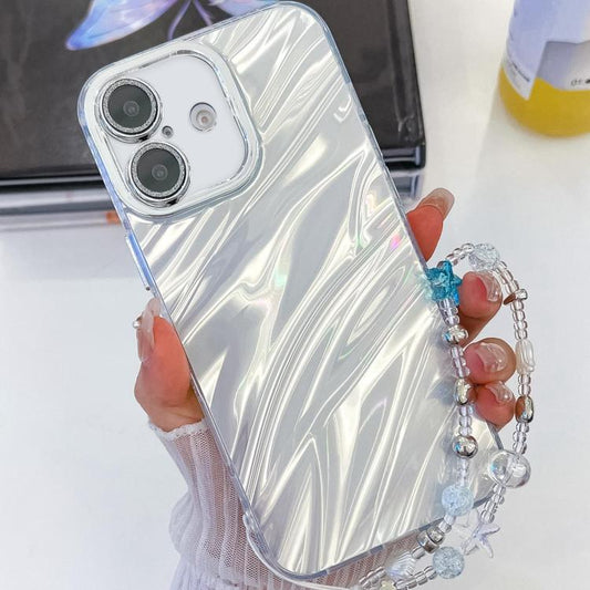 Plating Glitter Texture Chain Wristband TPU Phone Case with Lens Film, For iPhone 16, For iPhone 15 Pro Max