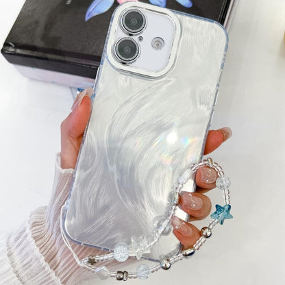 Plating Glitter Texture Chain Wristband TPU Phone Case with Lens Film, For iPhone 16, For iPhone 15 Pro Max