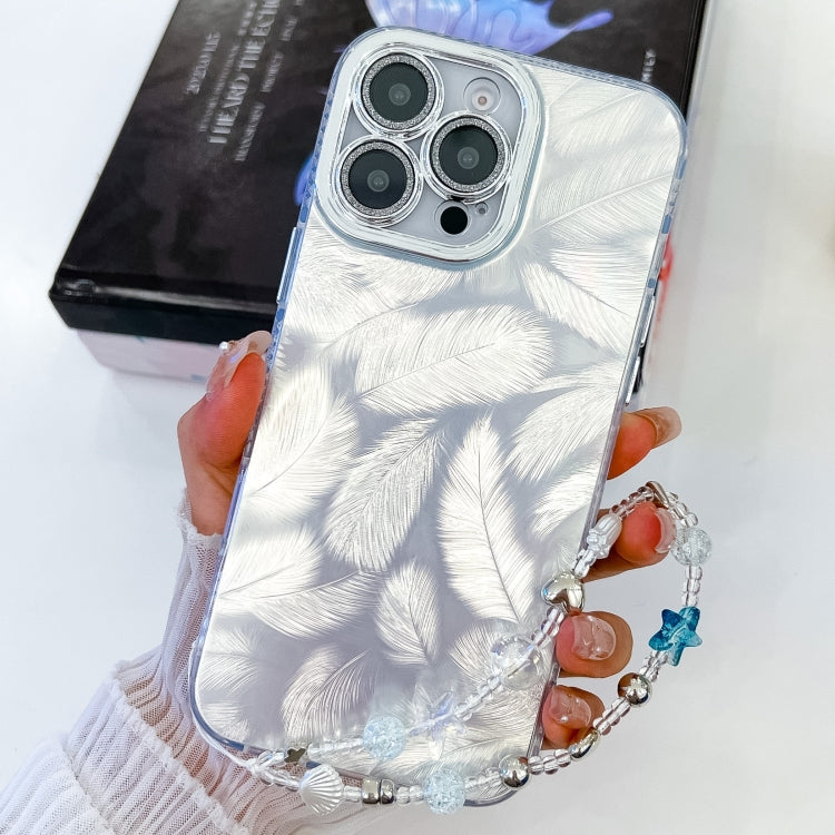 Plating Glitter Texture Chain Wristband TPU Phone Case with Lens Film, For iPhone 16, For iPhone 15 Pro Max