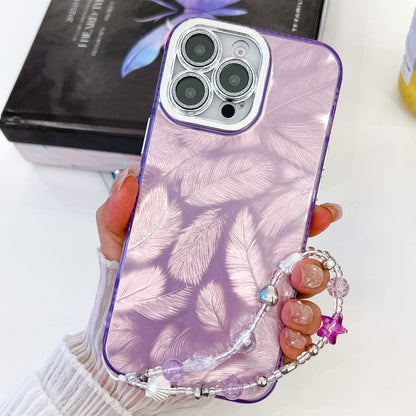Plating Glitter Texture Chain Wristband TPU Phone Case with Lens Film, For iPhone 15 Pro, For iPhone 15