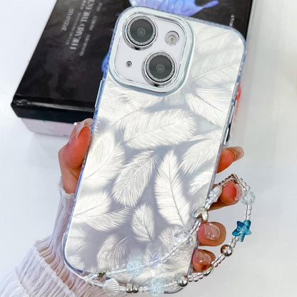 Plating Glitter Texture Chain Wristband TPU Phone Case with Lens Film, For iPhone 15 Pro, For iPhone 15
