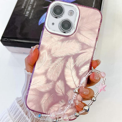 Plating Glitter Texture Chain Wristband TPU Phone Case with Lens Film, For iPhone 15 Pro, For iPhone 15