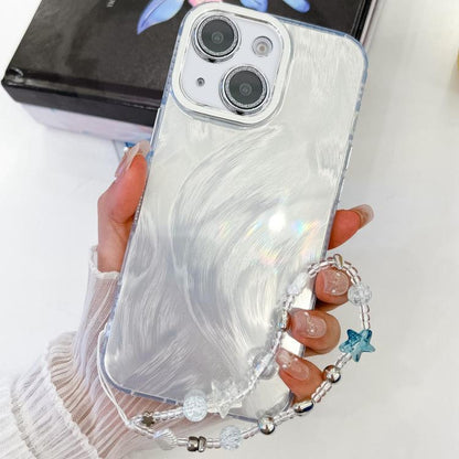 Plating Glitter Texture Chain Wristband TPU Phone Case with Lens Film, For iPhone 15 Pro, For iPhone 15