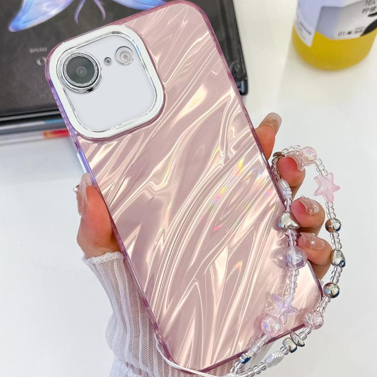 Plating Glitter Texture Chain Wristband TPU Phone Case with Lens Film, For iPhone 16e, For iPhone 16 Pro Max