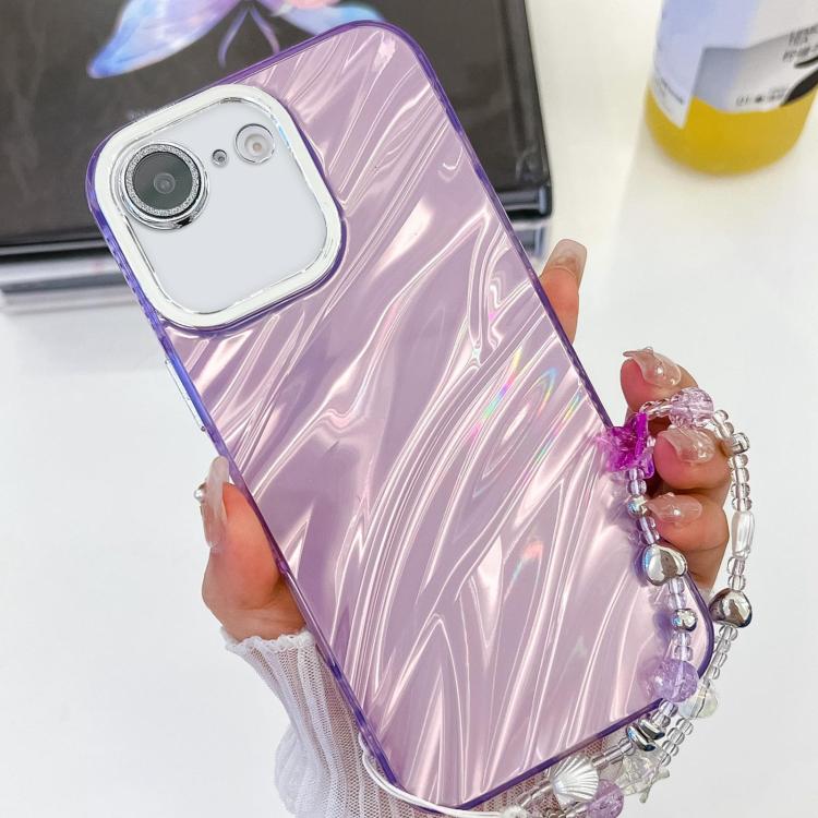 Plating Glitter Texture Chain Wristband TPU Phone Case with Lens Film, For iPhone 16e, For iPhone 16 Pro Max