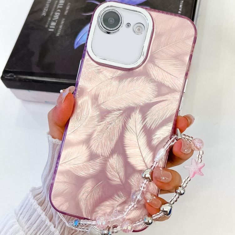 Plating Glitter Texture Chain Wristband TPU Phone Case with Lens Film, For iPhone 16e, For iPhone 16 Pro Max