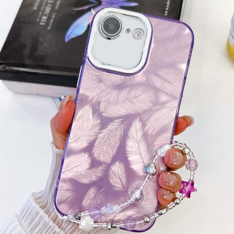 Plating Glitter Texture Chain Wristband TPU Phone Case with Lens Film, For iPhone 16e, For iPhone 16 Pro Max