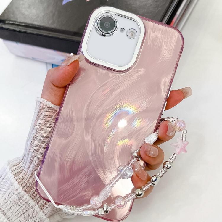 Plating Glitter Texture Chain Wristband TPU Phone Case with Lens Film, For iPhone 16e, For iPhone 16 Pro Max