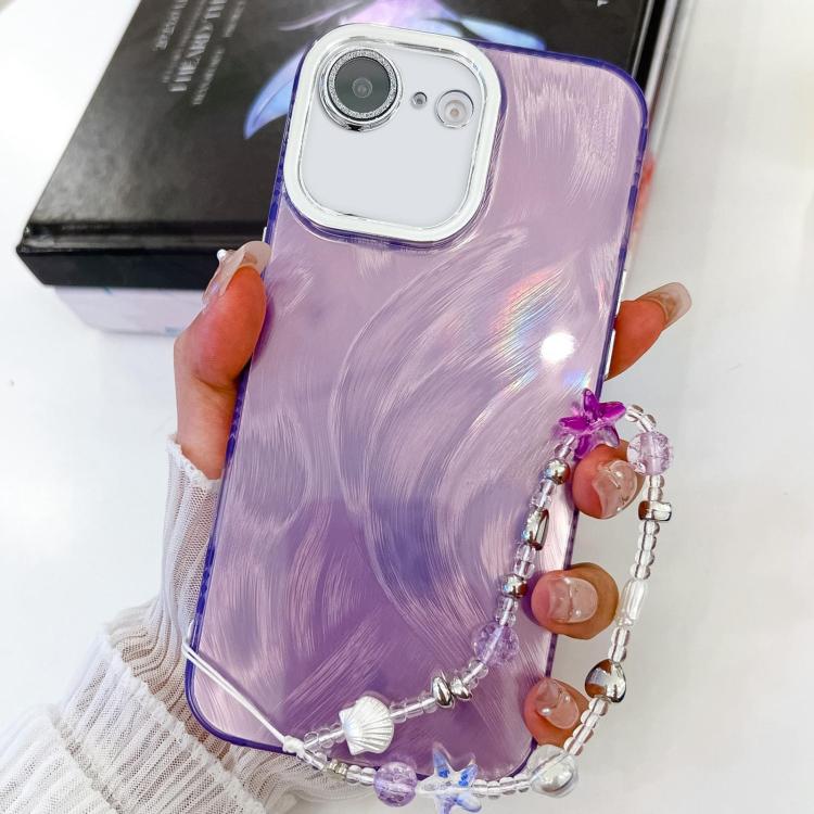 Plating Glitter Texture Chain Wristband TPU Phone Case with Lens Film, For iPhone 16e, For iPhone 16 Pro Max