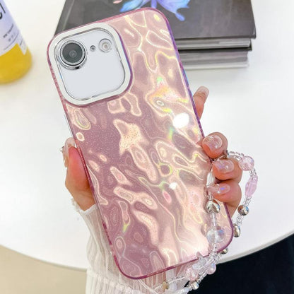 Plating Glitter Texture Chain Wristband TPU Phone Case with Lens Film, For iPhone 16e, For iPhone 16 Pro Max
