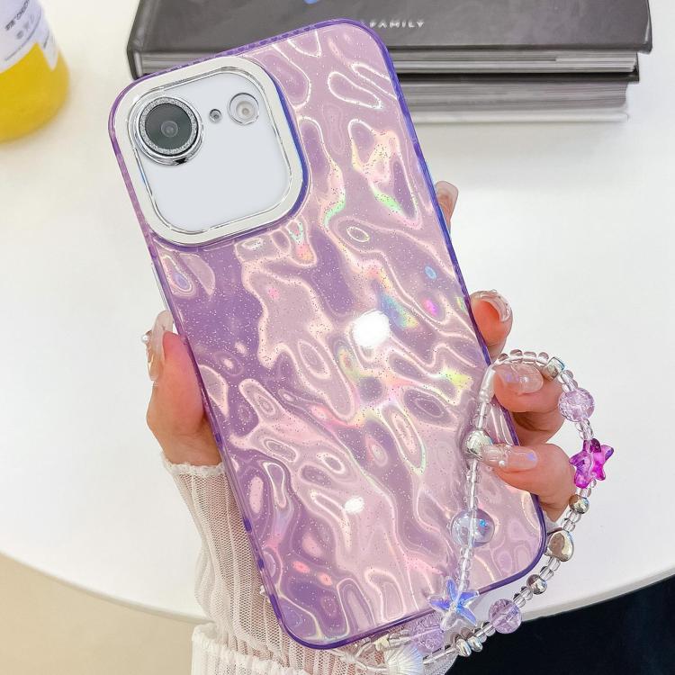 Plating Glitter Texture Chain Wristband TPU Phone Case with Lens Film, For iPhone 16e, For iPhone 16 Pro Max