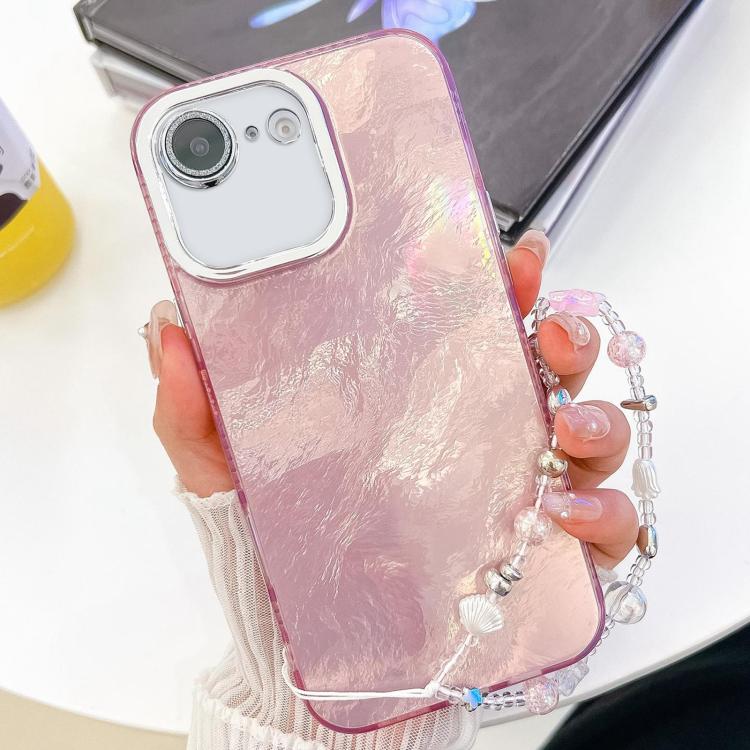 Plating Glitter Texture Chain Wristband TPU Phone Case with Lens Film, For iPhone 16e, For iPhone 16 Pro Max