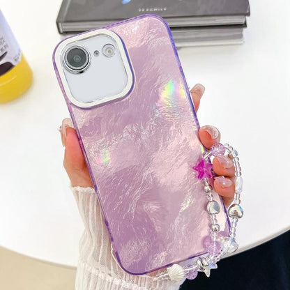 Plating Glitter Texture Chain Wristband TPU Phone Case with Lens Film, For iPhone 16e, For iPhone 16 Pro Max