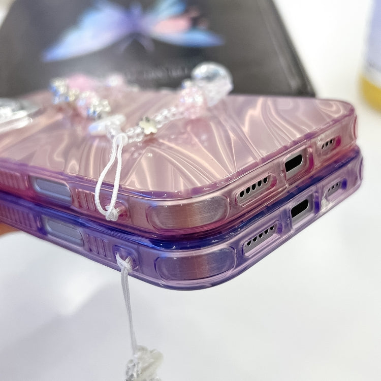 Plating Glitter Texture Chain Wristband TPU Phone Case with Lens Film, For iPhone 16, For iPhone 15 Pro Max