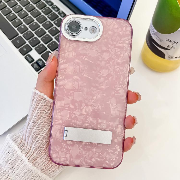 Plating Glitter Texture Fold Holder TPU Phone Case with Lens Film, For iPhone 16e, For iPhone 16 Pro Max