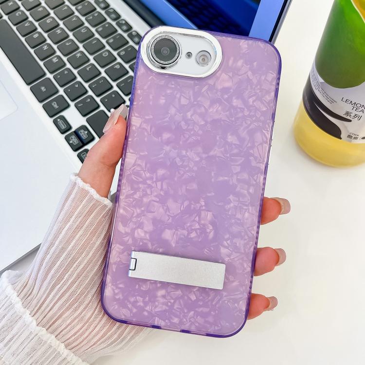 Plating Glitter Texture Fold Holder TPU Phone Case with Lens Film, For iPhone 16e, For iPhone 16 Pro Max