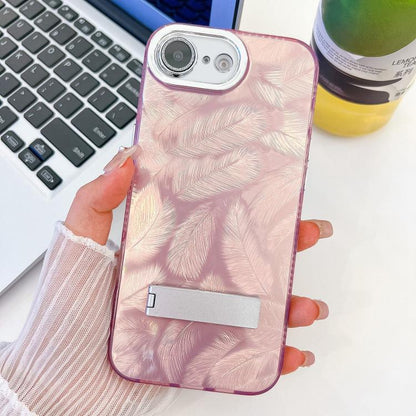Plating Glitter Texture Fold Holder TPU Phone Case with Lens Film, For iPhone 16e, For iPhone 16 Pro Max