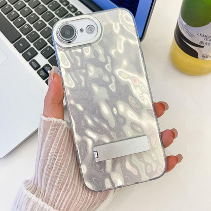 Plating Glitter Texture Fold Holder TPU Phone Case with Lens Film, For iPhone 16e, For iPhone 16 Pro Max