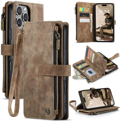 CaseMe C30 Card Slots Zipper Wallet Leather Phone Case, For iPhone 16e, For iPhone 16 Pro Max, For iPhone 16 Pro, For iPhone 16 Plus, For iPhone 16