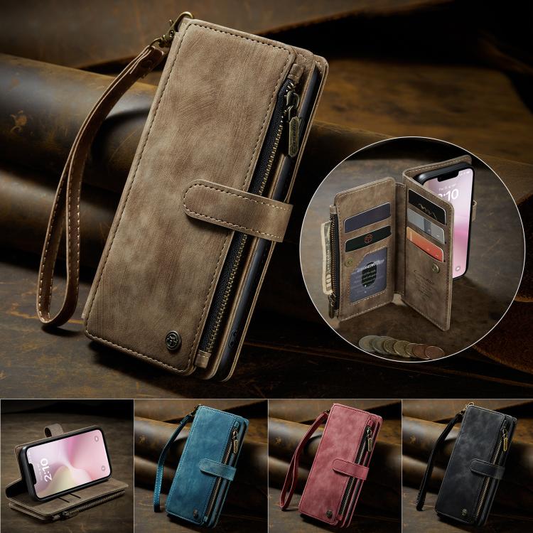 CaseMe C30 Card Slots Zipper Wallet Leather Phone Case, For iPhone 16e, For iPhone 16 Pro Max, For iPhone 16 Pro, For iPhone 16 Plus, For iPhone 16
