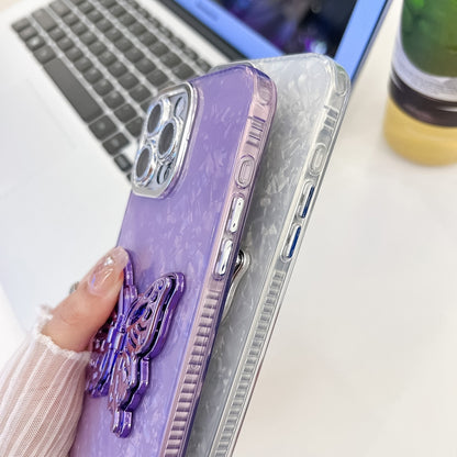 Plating Glitter Lens Film Texture Butterfly Holder Wristband Phone Case, For iPhone 16 Pro, For iPhone 16 Plus