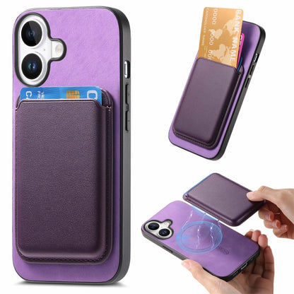Retro Magsafe Card Bag PU Back Cover Phone Case, For iPhone 16e, For iPhone 16 Pro Max, For iPhone 16 Pro, For iPhone 16 Plus, For iPhone 16