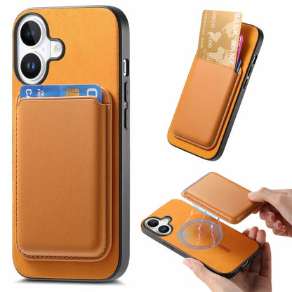 Retro Magsafe Card Bag PU Back Cover Phone Case, For iPhone 16e, For iPhone 16 Pro Max, For iPhone 16 Pro, For iPhone 16 Plus, For iPhone 16