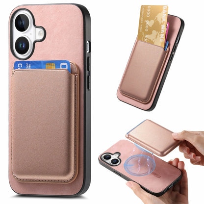 Retro Magsafe Card Bag PU Back Cover Phone Case, For iPhone 16e, For iPhone 16 Pro Max, For iPhone 16 Pro, For iPhone 16 Plus, For iPhone 16