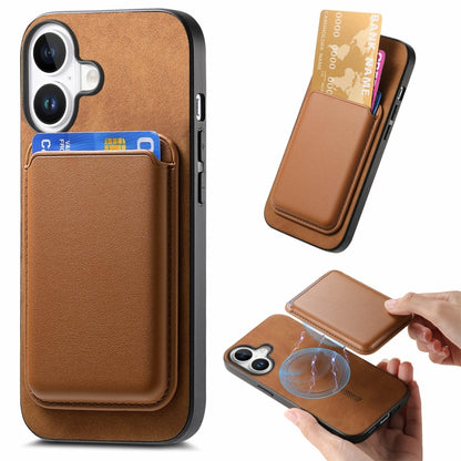 Retro Magsafe Card Bag PU Back Cover Phone Case, For iPhone 16e, For iPhone 16 Pro Max, For iPhone 16 Pro, For iPhone 16 Plus, For iPhone 16