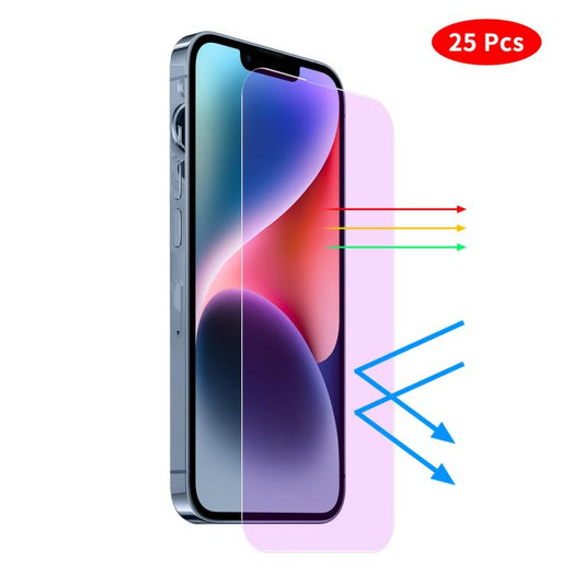 JUNSUNMAY 25pcs Anti-Blue Light Clear Tempered Glass Film