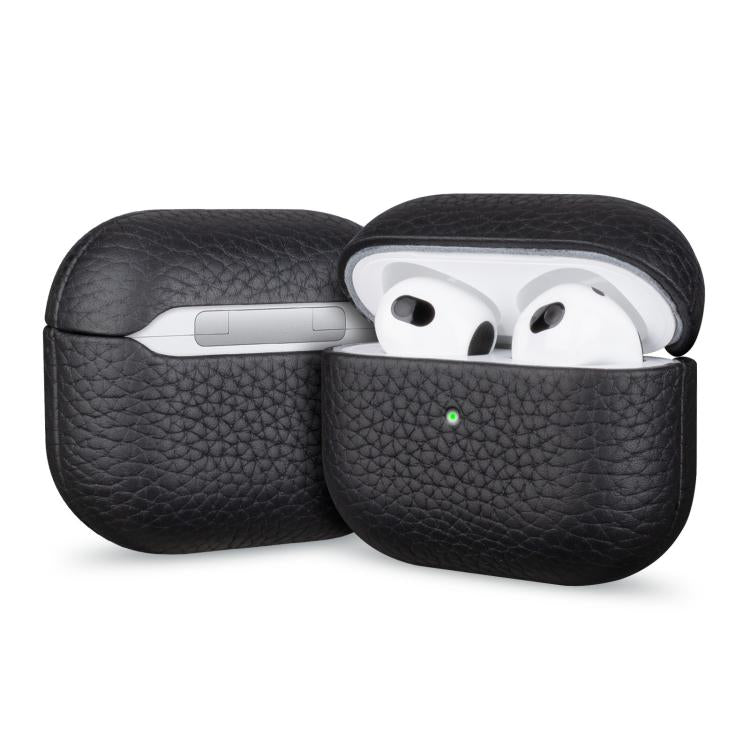 Litchi Grain Genuine Leather Earbuds Protective Case