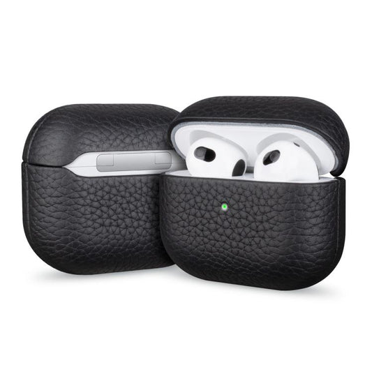 Litchi Grain Genuine Leather Earbuds Protective Case