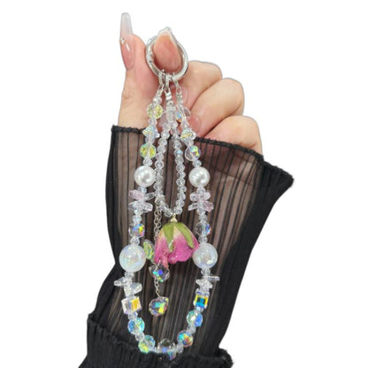 Rose Real Flower Double-Layer Mobile PhoneChain