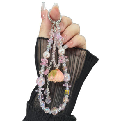 Rose Real Flower Double-Layer Mobile PhoneChain