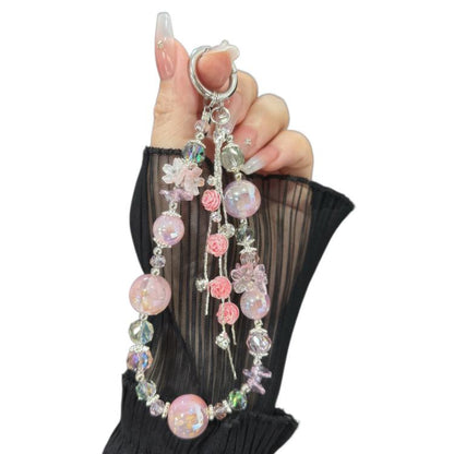 Rose Real Flower Double-Layer Mobile PhoneChain