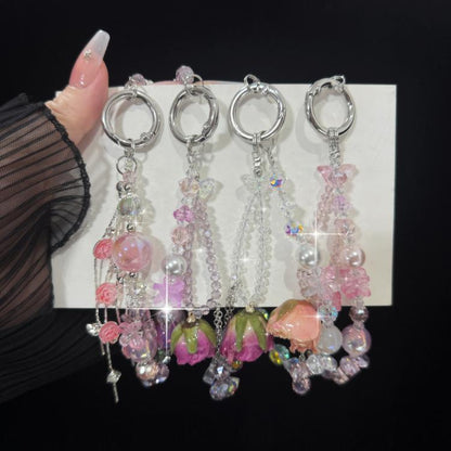 Rose Real Flower Double-Layer Mobile PhoneChain